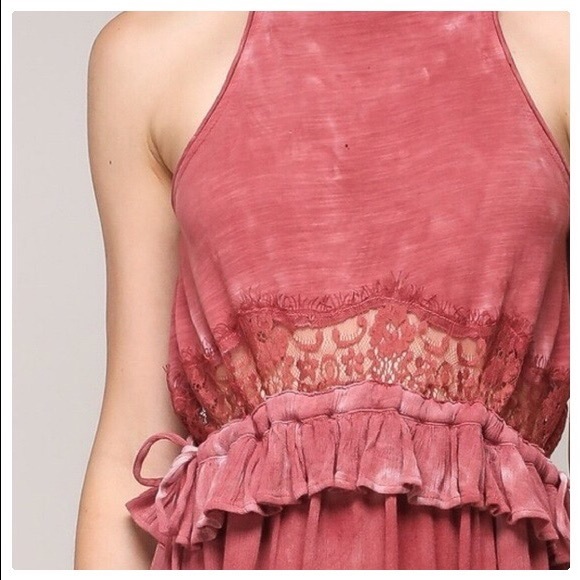 Bohemian Mineral Washed Tie Dye & Lace Maxi Dress - Picture 2 of 8